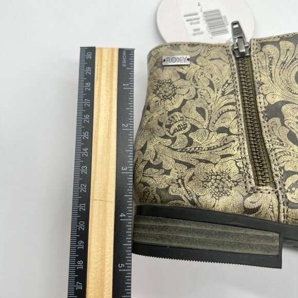 Roxy Womens Size 7 Black And Tan Floral Faux Vegan Leather Ankle‎ Boots Shoes - Picture 14 of 15